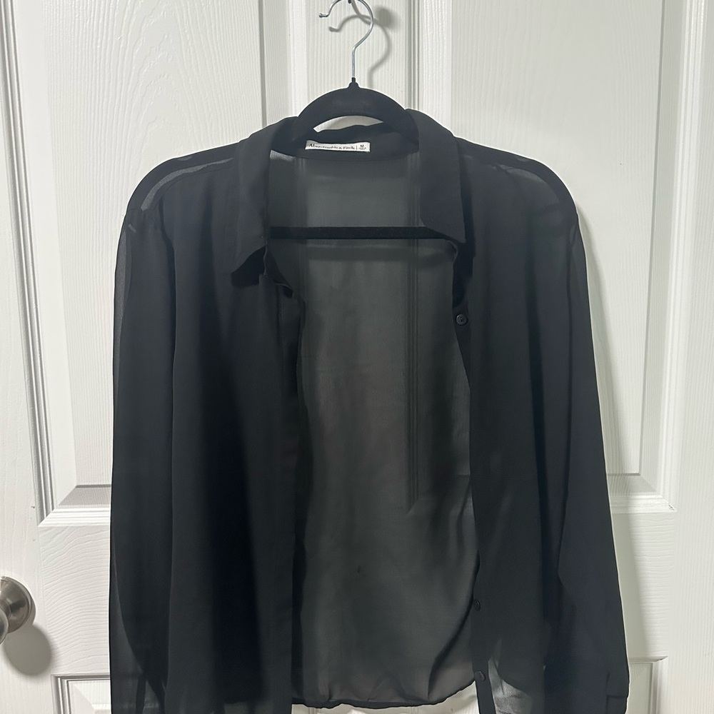 Abercrombie & Fitch Black Sheer Shirt